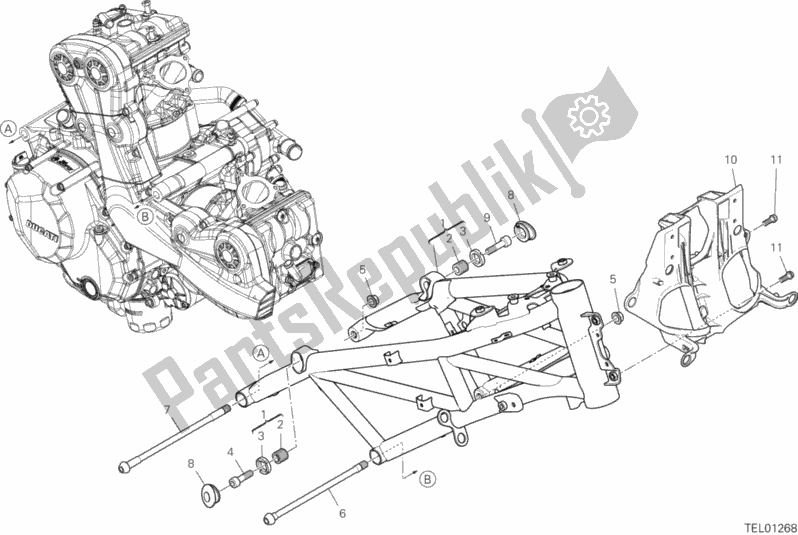 All parts for the Frame of the Ducati Multistrada 950 Thailand 2020